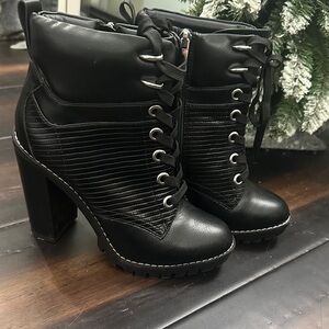 BCBGeneration Black Lace-Up High Heel Boots